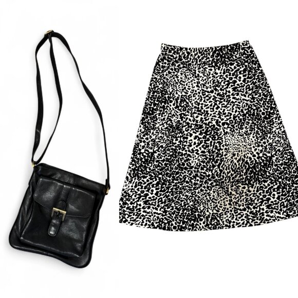 White & Black Leopard Print Midi Skirt – Size M – Made in Canada - Picture 2 of 7